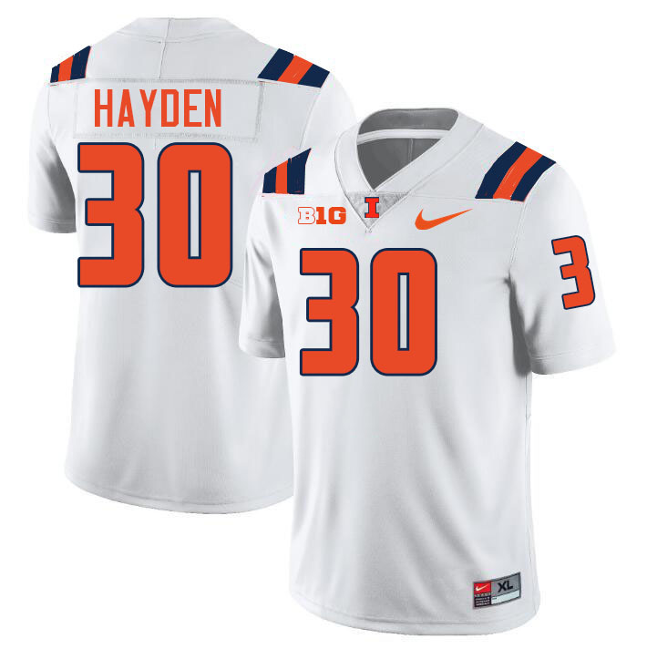 Men #30 Jojo Hayden Illinois Fighting Illini College Football Jerseys Stitched-White